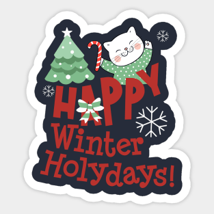 Happy Winter Holidays, Gifts For Cat Lover 2022 Sticker